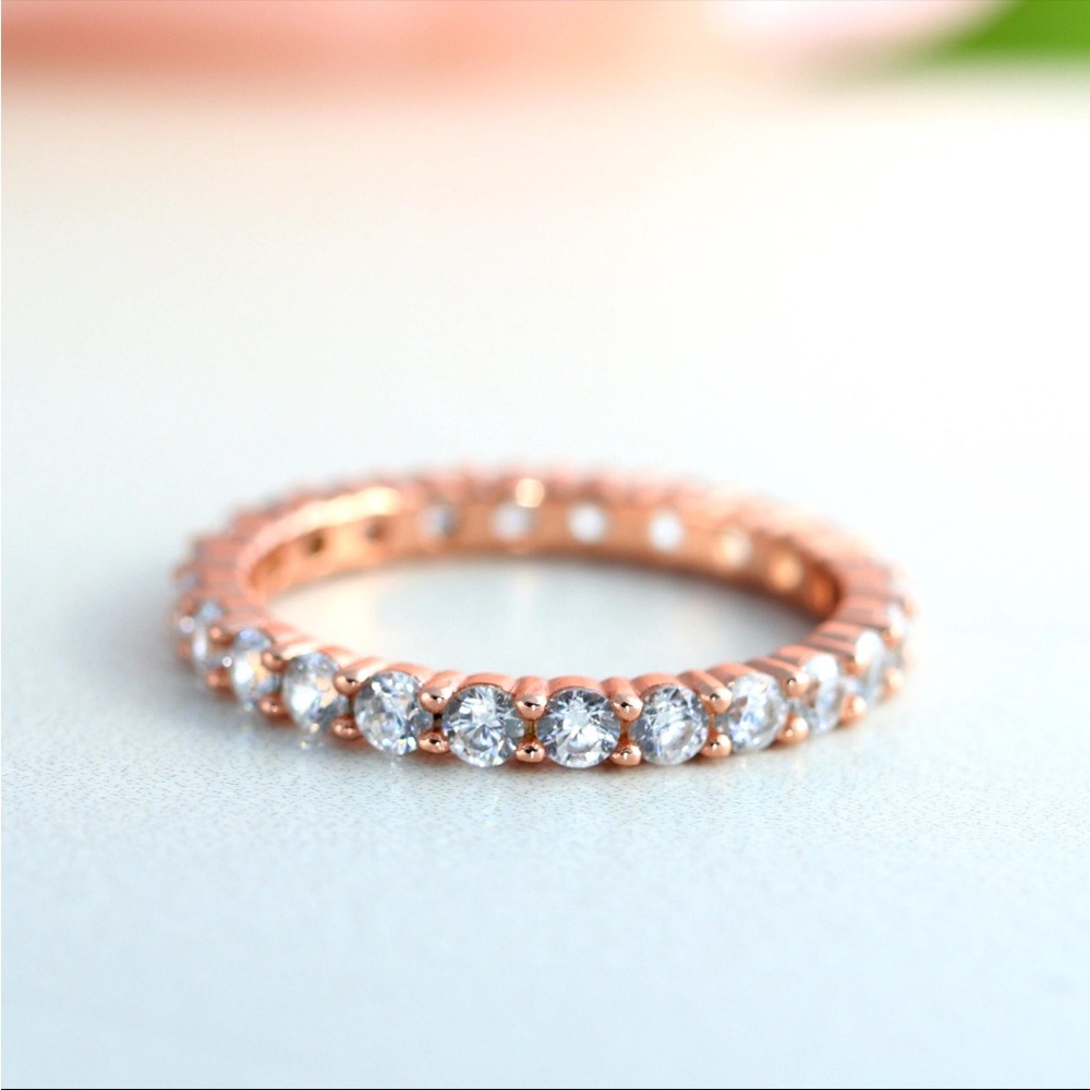 Rose Gold CZ Eternity band - Sz 6